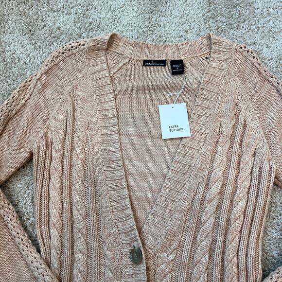 NWT Vintage Moda International Cable Knit Button Up Sweater size Small Academia - Picture 4 of 12